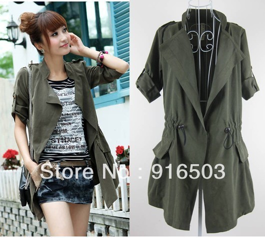 2012 new arrival new style plus size clothing slim waist trench slim trench casual outerwear