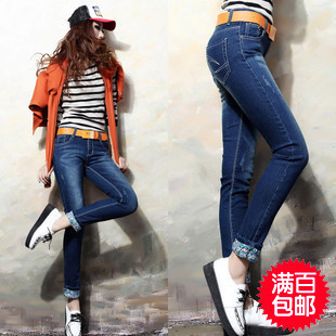 2012 new arrival plus size women slim pencil jeans female trousers