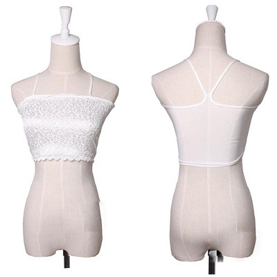 2012 new arrival popular translucent lace flower mesh tube top spaghetti strap tube top tube top ylx2015