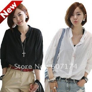 2012 New Arrival&PROMOTION ladies Batwing Sleeve Loosen shirt,casual shirt&blouse,#1088,Free shiping