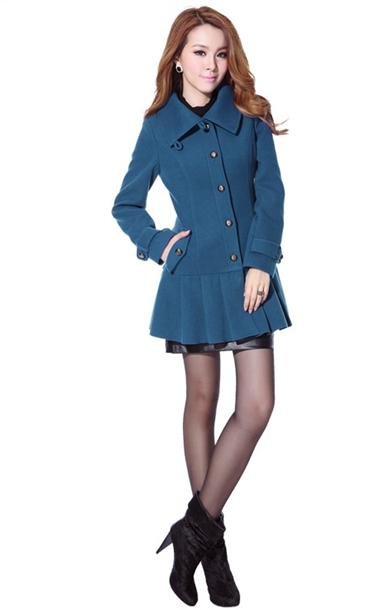 2012 New Arrival Skinny Long Pattern Turn-down Collar Full Sleeve Elegant Coats for Woman