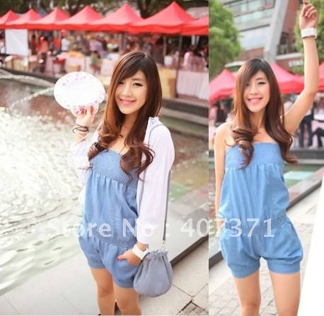 2012 new arrival spring new arrival sweet lovely fashion Tube Dress DENIM Jumpsuits