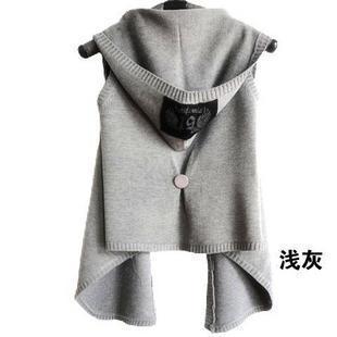 2012 new arrival spring women's all-match with a hood knitted vest cardigan 2011