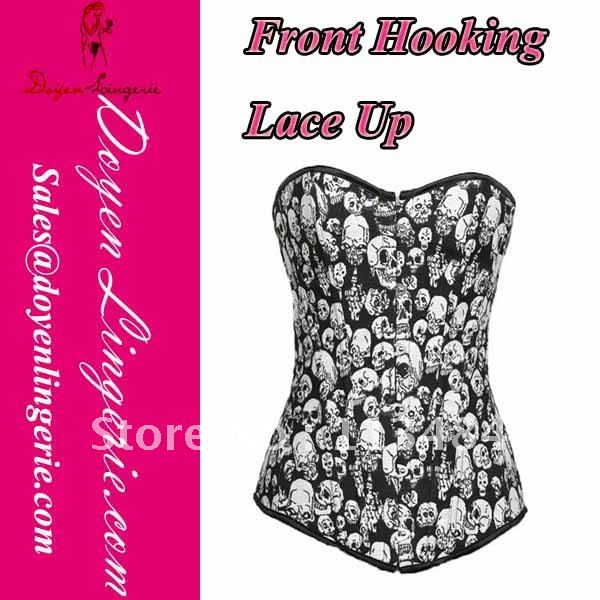 2012 New Arrival Strapless Overbust Skull Print Full Body Corset Body Shapes DH7340