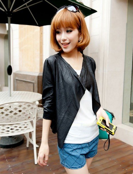 2012 New Arrival Women PU Leather Jacket Wholesale Fashion Women's Coat Free Shipping EY-25