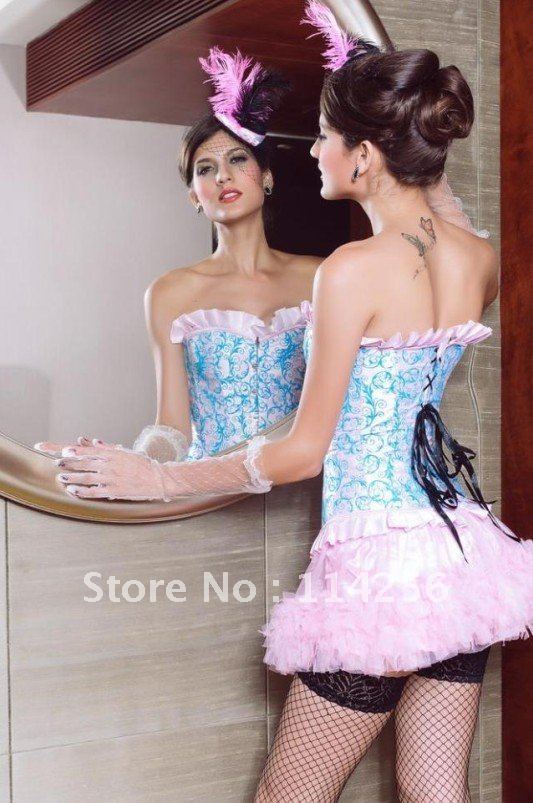 2012 New Arrival  Women's Blue print lace corset  sexy lace lingerie /Free Shipping