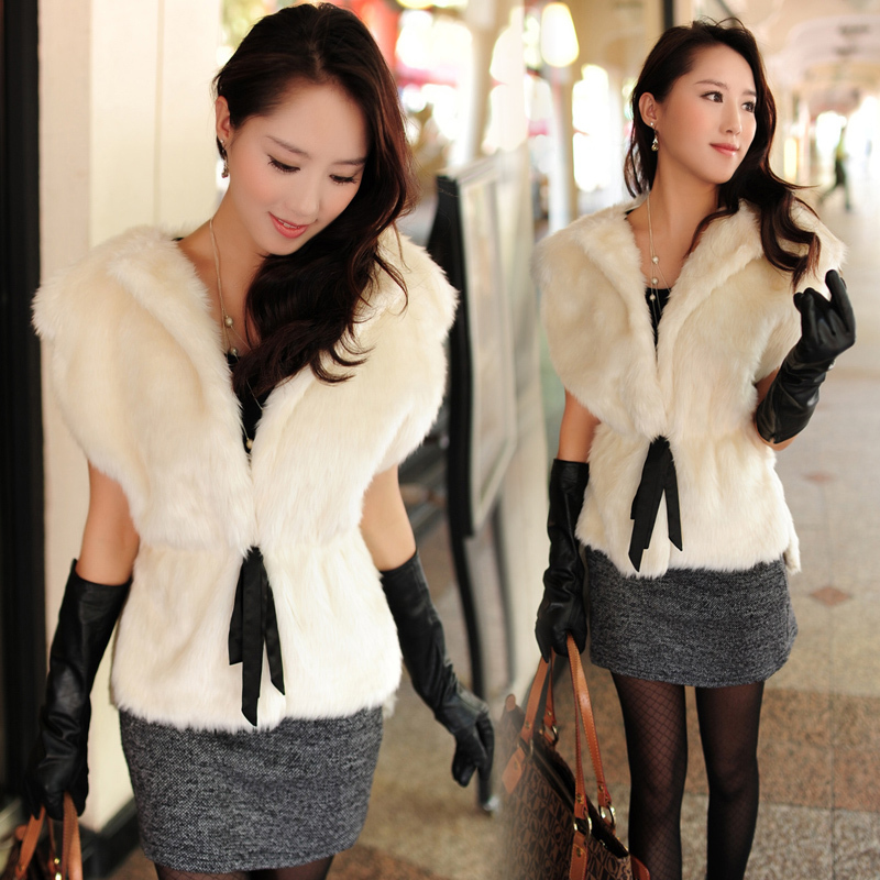 2012 new arrival women's faux fur cape hare wool vest fur coat