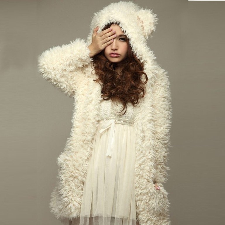 2012 New Arrival Women's Korea Lovely Style  Faux Fur Outwear Womens Winter Coat With Fur EY-35