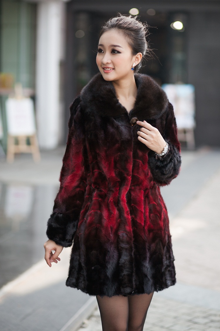 2012 new arrival women's mink fur overcoat fight mink fur coat black 80cm chromophous