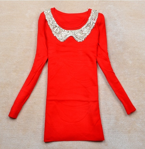 2012 new arrival women's o-neck is plus size loose long design sweater free shipping