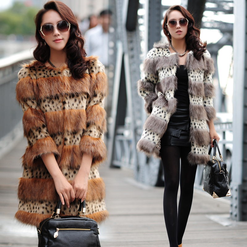 2012 new arrival women's plus size medium-long fur coat faux fur overcoat