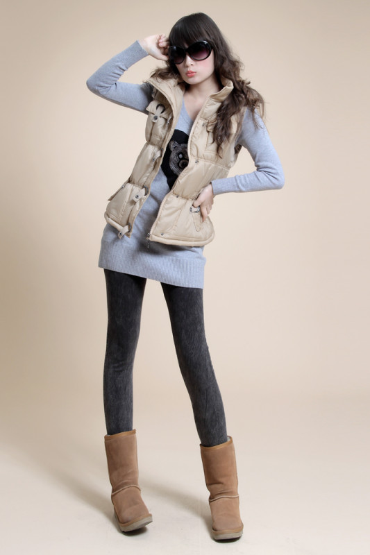 2012 new arrival women's with a hood fur collar slim cotton vest female