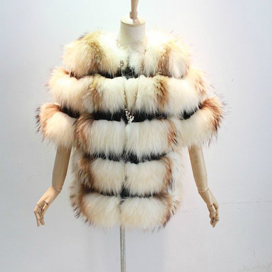 2012 new arrivals women`s fur coat lades  Leather stitching the jacket sleeve of racc oon fur grass fox fur coat