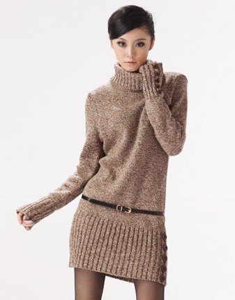 2012 New arrived hotsell women's turtleneck knitwear bottoming long sweater (Thick) 204049 Free Shipping