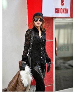 2012  new  arrived Korea Women's long  sleeve lace  Shirt  free  shipping