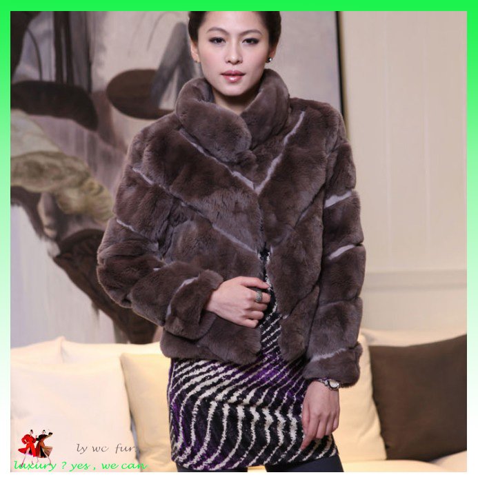 2012 new arrived Luxury hight quality women's fur coat lady`s fur jacket outerwear  fur standing collar best price