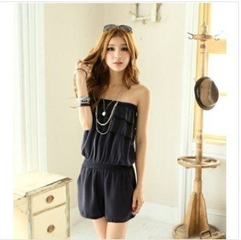 2012  new  arrived wholesale Sleeveless  Short Jumpsuit Scoop 2 Colors free shopping