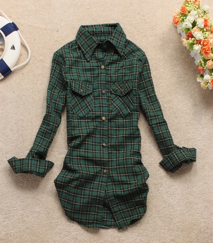 2012 new autumn and winter fashion Plaid all-match Slim Fit Shirt / plaid shirts for women shirt women blouse