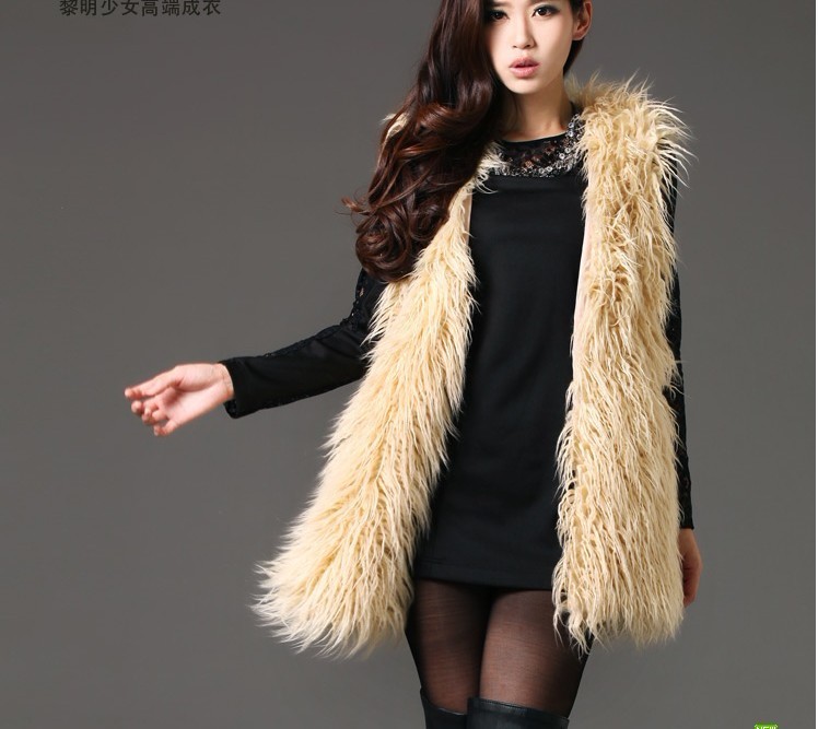 2012 new autumn and winter fur fur vest faux fur coat long paragraph female waistcoat