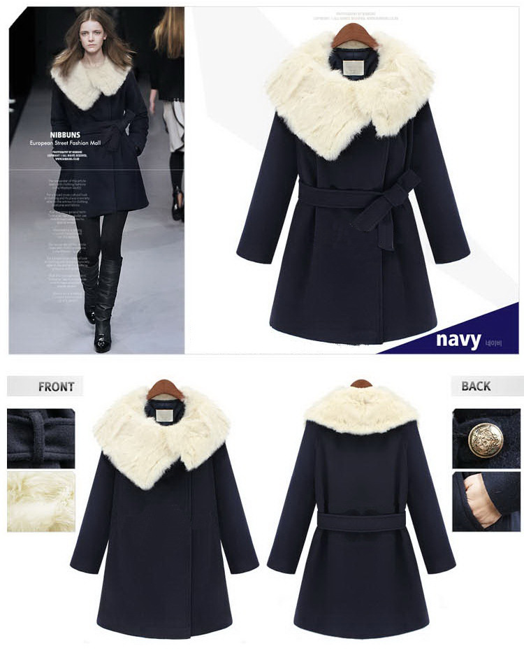 2012 new autumn and winter fur large lapel leisure and style waist paragraph in length coat