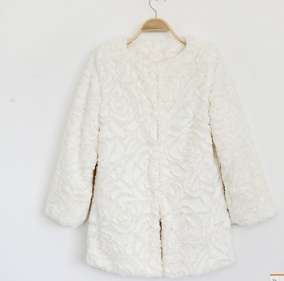 2012 new autumn and winter roses print faux fur coat of fur coat female long section