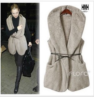 2012 new Autumn hot sale Women casual Elegant hoodies faux fur vest coat jacket ladies waistcoat with hat free shipping