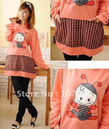 2012 New Autumn outfit Hooded long-sleeved Maternity T-shirt Pregnant women sweater Maternity wear #J11077