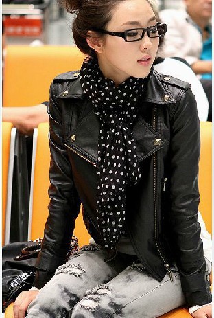 2012 new Autumn rivets casual jacket lapel zipper punk locomotive pu leather