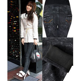 2012 new autumn winter warm adjustable maternity skinny black jeans pregant woman pants chicken abdominal trousers