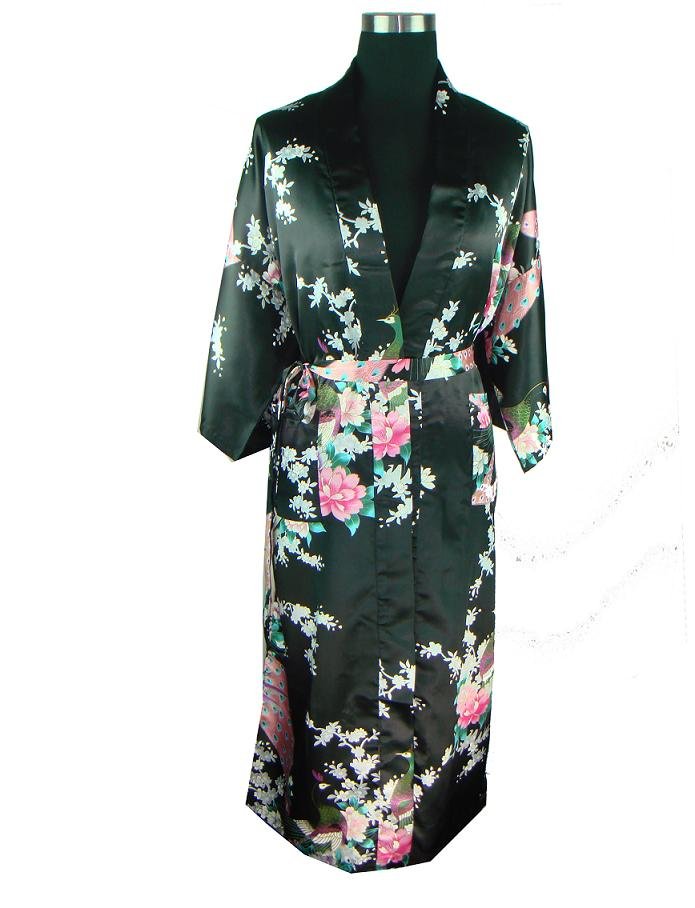 2012 NEW  Black   Chinese womens robe gown sleepwear  one size style