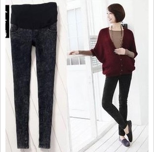 2012 new black snowflower  maternity skinny jeans pregant woman pants abdominal trousers