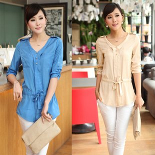 2012 new blouse,chiffon blouses,long sleeve blouses,3 colors Wholesale/Retail (Free shipping )