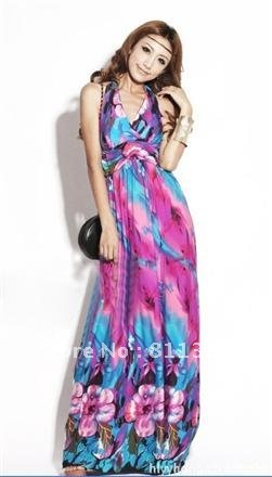 2012 New  bohemian maxi dresses Two colors  Purple  GreenFree shipping#10326