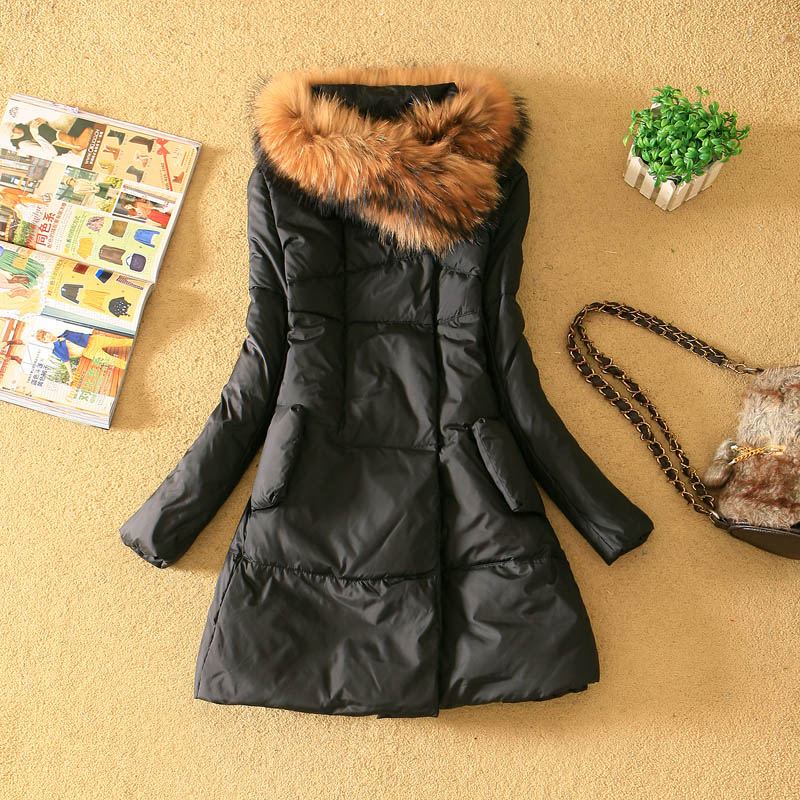 2012 New Brand Clothing women's down coat female medium-long fox fur colllar with belt Lady's down coat  for winter EMS shipping