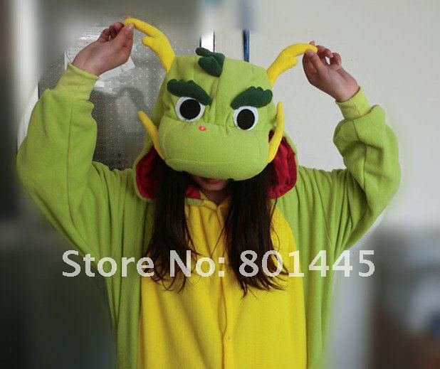 2012 New China Dragon design adult long romper nonopnd one piece stretchy sleepers polar fleece for 145~185cm free shipping