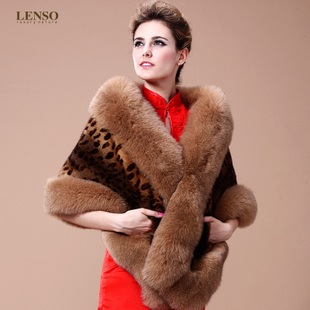 2012 new color glamorous two-color imported Danish mink shawl fur jacket free shipping