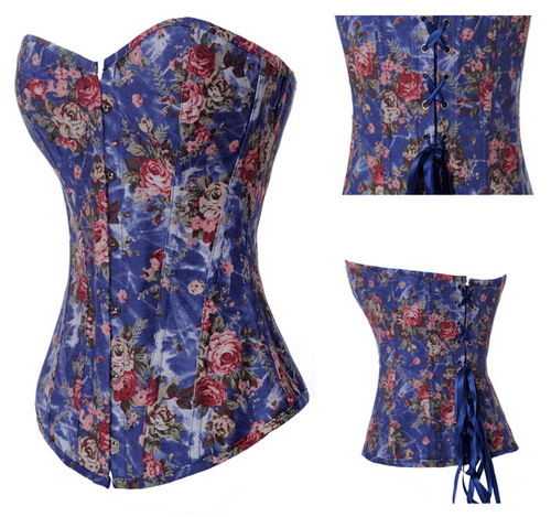 2012 new corset royal shaper denim ribbon cloth-lined steel buttons 2767