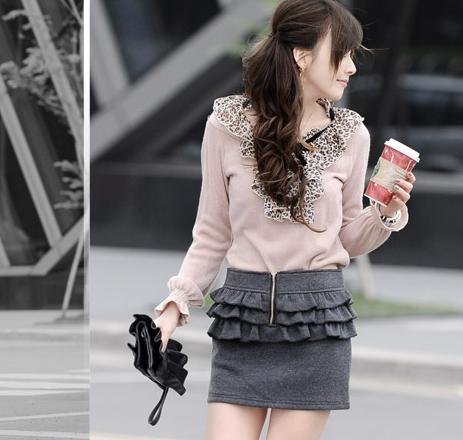 2012 New Cute ladies' long sleeve Fashion shirt with elegant chiffon Ruffled,Autumn & Spring free shipping 2colors Z2520