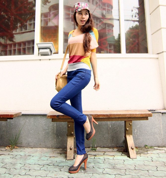 2012 new design fashion casual low-waist wide Elastic belt straight leg skinny women/lady jeans/trousers/pencil pants,retail