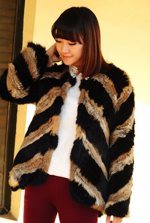 2012 new design Genuine knitted rabbit fur coat jacket same design Yoon Eunhye in /miss you/ high custom made coat