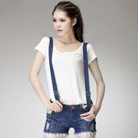 2012 new design women denim shorts, high valued ladies suspender pants, fashion mini short shorts, jumper pants, free shipping