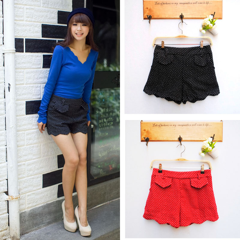 2012 new designer all-match fashion shorts  slim polka dot woolen women's shorts 867 #