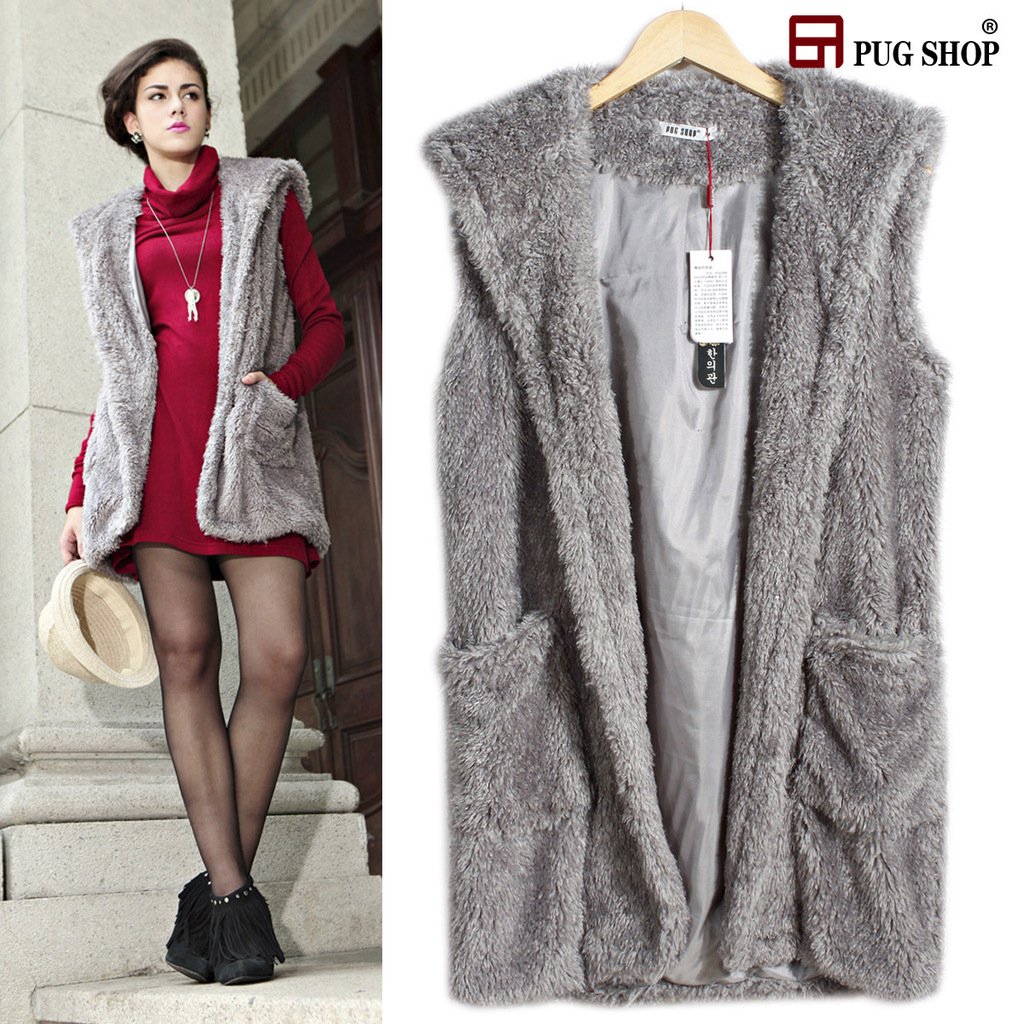 2012 New Designer Women High Street Fur Autumn&Winter Outerwear Coats/Ladies Grey Fur Vest &Waistcoat Bc6729 Free Shipping