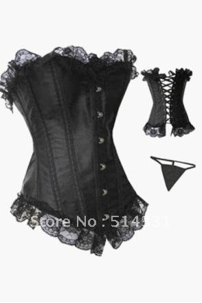 2012 new Elegant satin with lace corset L4016