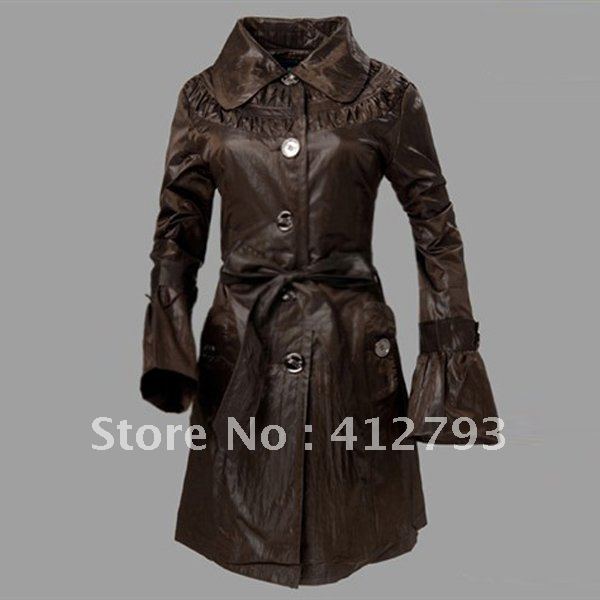 2012 New Elegant Winter  Womens Long Sleeve Slim-fit Windbreaker Jacket Coat SIZE M/L/XL/XXL Free Shipping  902058-FZ-2003