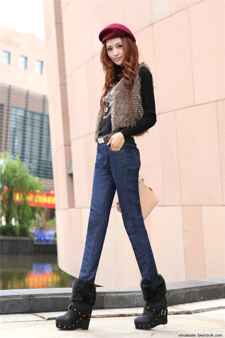 2012 new embroidery in waist and cashmere thickening thermal ladies pants wholesale