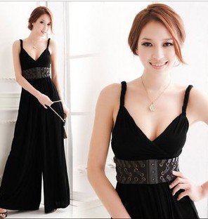 2012 new European style V-neck chain wide leg piece vest jumpsuits romper