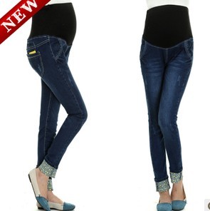 2012 new fashion autumn elastic abdomen blue pregnant/maternity women's jeans/pants/trousers free shipping