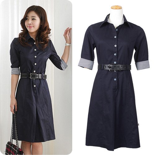 2012 New Fashion Autumn Women Clothes OL Work Career Slim Fit Plus Size Knee-Length Dress Free Shipping N1524