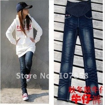 2012 NEW Fashion cowboy Straight jeans Maternity jeans Pregnant women Jeans Maternity abdominal pants